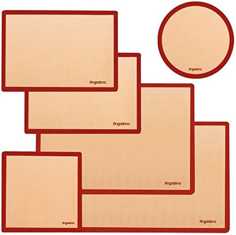 Silicone Baking Mats Set of 6, Food Grade Non-stick Reusable Baking Mat, Silicon Baking Slip Mats Oven Liner Sheet, Round & Square Cake Pan Mat, Pastry Board Rolling Dough Mats for Macaron Cookie