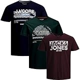 Angenehmer Tragekomfort JACK & JONES T-Shirt - 3er Pack - Herren Rundhals O-Neck Core T Shirt Male (M, 3er Paket @64)