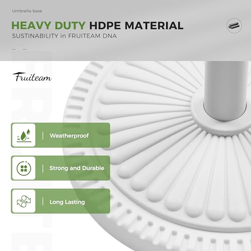 Image of FRUITEAM 33-lbs Round Patio Umbrella Base Pre-Filled Umbrella Stand 17.7 inch Sun-Flower-Pattern Heavy Duty Market Umbrella Base Stand for Patio, Outdoor, Swimming Pool, White