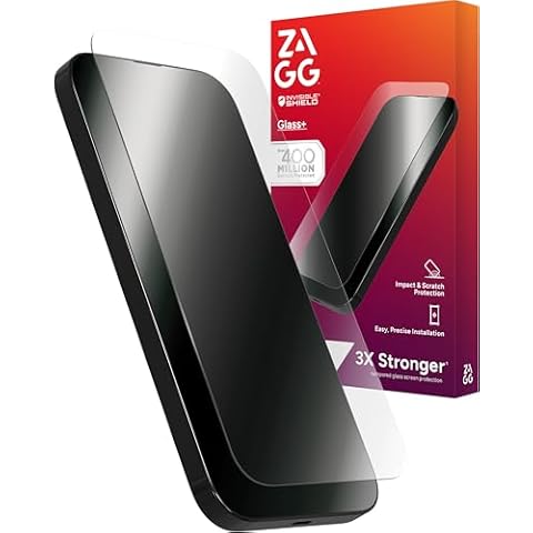 ZAGG Glass+ Screen Protector for iPhone 16/15 – 3X Stronger Tempered Glass with Reinforced Edges, Scratch & Smudge Resistant, InvisibleShield, Easy Installation Cover