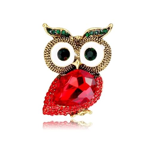 Solighter Vintage Rhinestone Owl Brooch Sparkly Crystal Big-Eyed Owl Pin