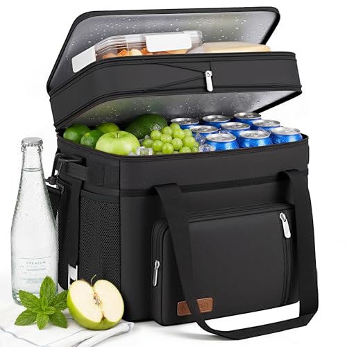 Image of MIYCOO Cooler Bag Double Deck - 60 Can Leakproof Insulated Portable Soft Lunch Cooler, Extra Large Expandable Ice Chest Cooler for Beach, Picnic, Camping, Shopping
