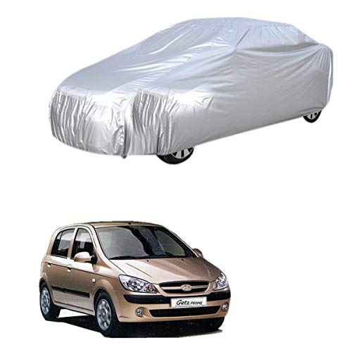 Image of Adroitz Silver Matty Triple Stitched Car Body Cover for Hyundai Getz Prime (Without Mirror Pocket)