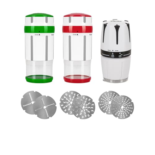 Genius Gewürzmühle Käsereibe Nicer Dicer Maestro mit 3 Größe Klingen 13-tlg. inkl. Knoblauchschneider G10