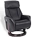 MND MY NEW DESIGN Athos, Poltrona di Relax Manuale, testiera Regolabile, Piedi wenge, Girevole a 360°, Pelle Nera, Molto Elegante e di Ottima qualità