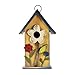 Glitzhome Wooden Distressed Flower Garden Bird House 10.24 Inch Height