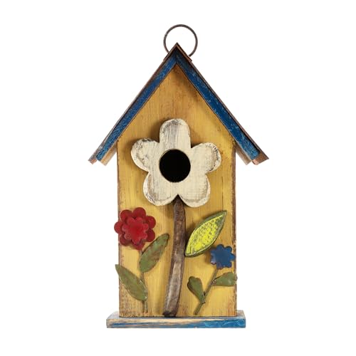 Nichoir à oiseaux haut de gamme jaune et beige, élégance 10,24 pouces