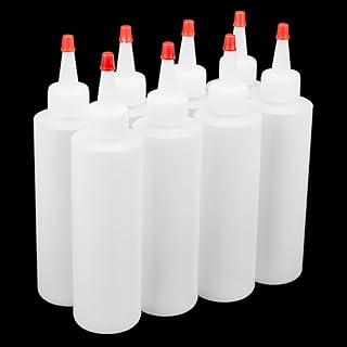 PH PandaHall 6oz 8 Pack Plastic Squeeze Bottles with Red Tip Caps Soft Applicator Squirt Bottle Empty Refillable Bottle for Tempera Paint Acrylic Paint Crafts Art Glue Sauces Dish Soap Shampoos