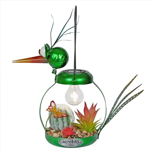 image for Alpine Corporation LYT292SLR-HH Solar-Powered Metal Heron w/Garden Enc