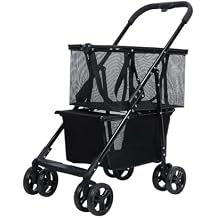 BENBOR Shopping Cart Collapsible Trolley Cart Stylish Detachable Carry Bag with Wheels Lightweight Shopping Bag Cart Compact Foldable Shopping Cart Swivel Tires for Easy Steering Black