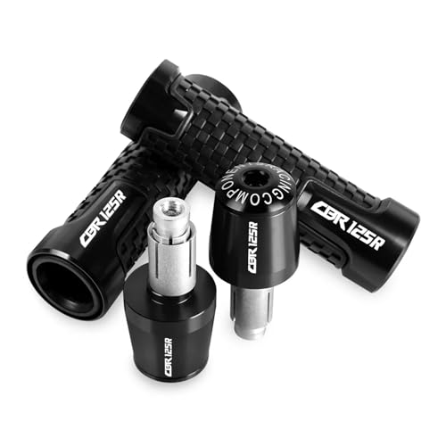 Poignées de guidon moto 7/8'' en caoutchouc premium et embouts de finition usinés durables