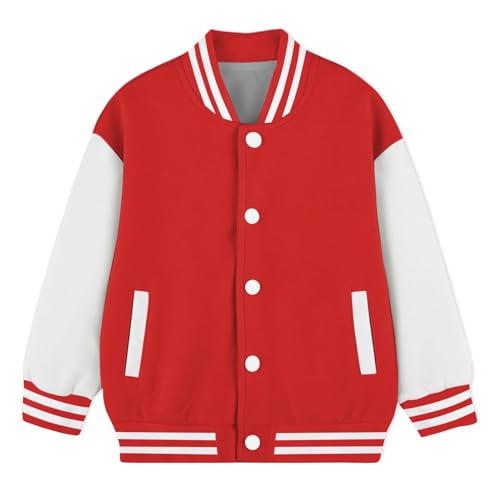 Image of Cromoncent Kids Varsity Baseball Jacket Colorblock Bomber Coat Unisex Boys Girls School Outwear, 18 Months - 14 Years