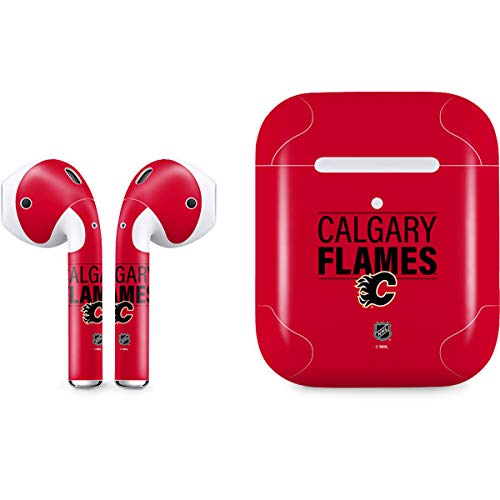 Skinit Decal Audio Skin Compatible with Apple AirPods 2 - Officially Licensed NHL Calgary Flames Lineup Design