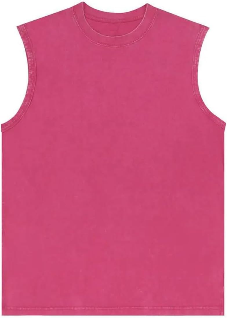 Men Tank Tops Washed Cotton Sleeveless Loose Fit Gym Workout Casual Vest