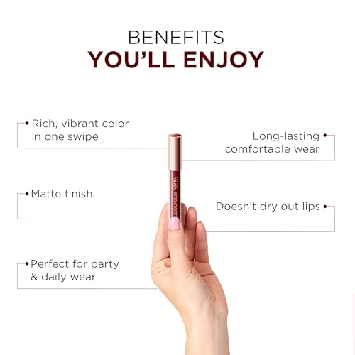 Image of Oshea Colors Long Lasting High Definition Liquid Lipstick | Smudgeproof & Ultra Pigmented Lip Color | Enriched with Vitamin E - (Wine & Dine 06) 2.6ml
