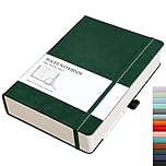 RETTACY Lined Journal Notebook - A5 Note Book Hardcover Thick Notepad 320 Numbered Pages for Writing,100gsm Lined Paper, Leather Hardcover, for Women Men Work Office School,14.5 x 21cm - Green