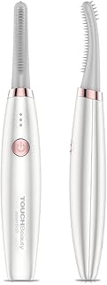 Heated Eyelash Curler, TOUCHBeauty Electric Eyelash Curler USB Rechargeable Eyelash Curler with 3 Temperature Settings Silicone Comb Lash Curler for Girls Women Quick Heating Curling, Whihe, White