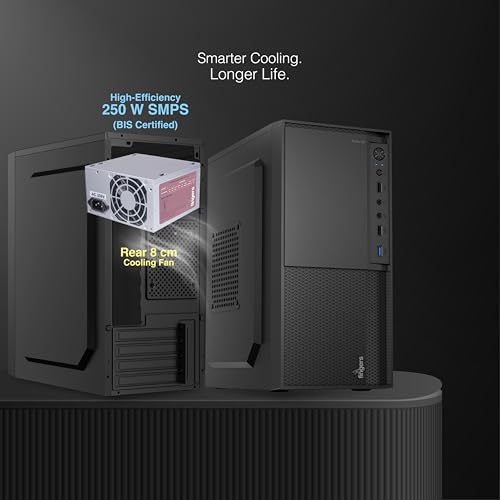 Image of FINGERS Turbo-U9 Micro-ATX PC Cabinet (Compact Case with 250W SMPS, USB 3.0, Cooling Fan & Tool-Free Design), Rich Black