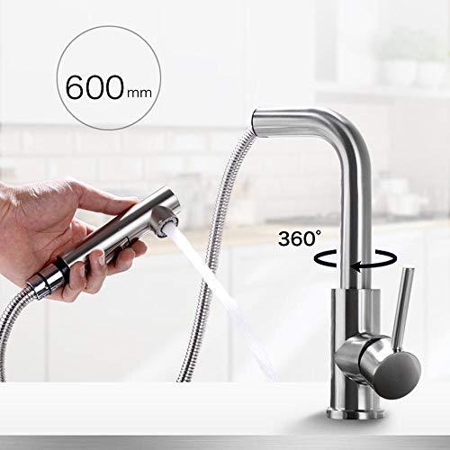 Robinet évier de cuisine avec douchette télescopique 2 jets eau chaude - 3