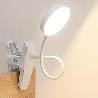 Dorm Room Essential Clip on Light Wall-Mounted, 3 Color Portable Desk Light Mini Clip Lamp, Battery Operation Small Desk Lamp with Clamp, Reading Lights for Books Bunk Bed Headboard Makeup