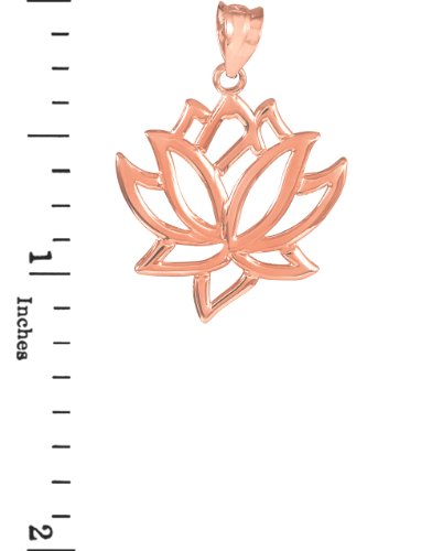 14K Rose Gold Lotus Flower Pendant #TOP1