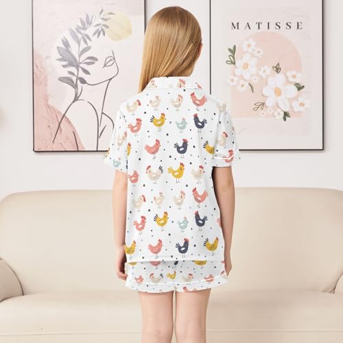 ALAZA Cute Summer Seashell Starfish Pajamas Satin Pajama Set Short Sleeve Button Down Sleepwear4