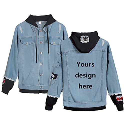 OUTOFGAS Customized Denim Jacket for Women Men Sports Pullover Hoodie Add Image Text Design Your Own Personalized Coat