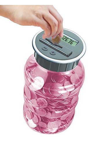 Digital Coin Bank Savings Jar - Automatic Coin Counter Totals All U.S. Coins Including Dollars and Half Dollars - Transparent Pink - Thumbnail 4