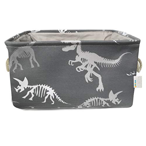 OYHOMO Panier de Rangement Pliable en Tissu Grand Boîte de Rangement Décoratif Dinosaure Gris Panier pour Linge Sale Enfant Jouet Stockage, 40x28x22 cm, Rectangle Cover