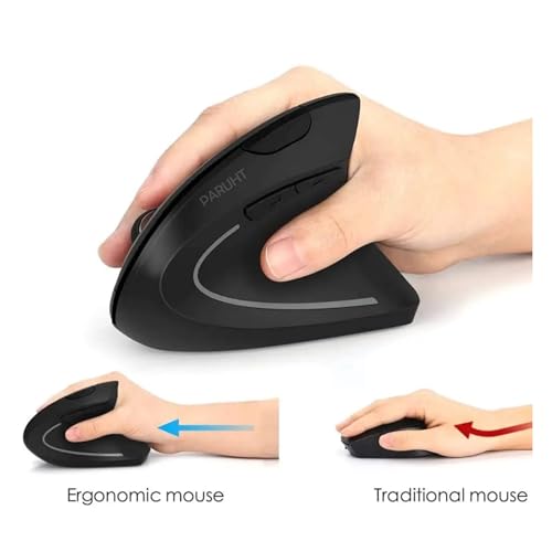 Image of Ergonomic Right-Handed Wireless Optical Mouse, Portable and Rechargeable, Black PHT /EGMS