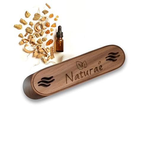 Naturaé All Natural Velvet Woods Car Air Freshener – Real Walnut Wood Diffuser with Hidden Magnet and Refillable Essential Oil – Long-Lasting Eco-Friendly Scent – Made in USA