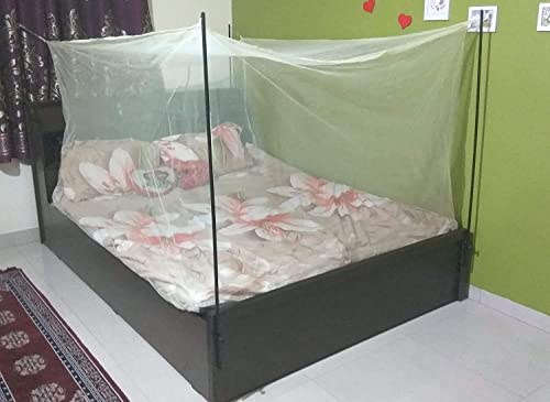 Image of Shahji Creation Double,King or Queen Size Edge Traditional Mosquito Net Ivory Color (Nylon Net, 5X7 Feet Double Bed)