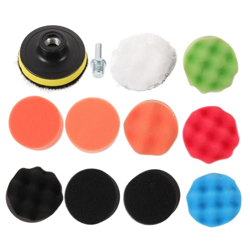 MUELODSIC 3 Inch Car Polisher Wheel Set Drill Buffer Attachment for Car Detailing Polishing Sponge Discs for Boat Waxing Sealing Glazes Adhesive Spacers