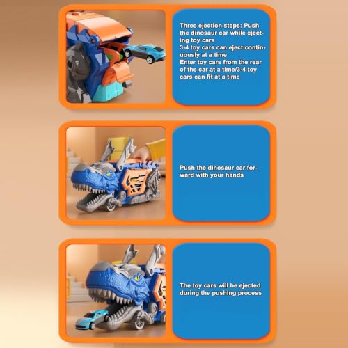 Camión de dinosaurio con 12 mini coches de doble carril para niños 5