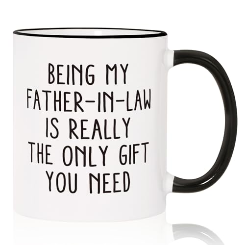 Shqiueos Funny Gifts for Father-in-Law Coffee Mug 11oz Gag Father-in-Law Christmas Gift & Birthday Gifts Fathers Day Present from Daughter-in-Law or Son-in-Law Ceramic Cup