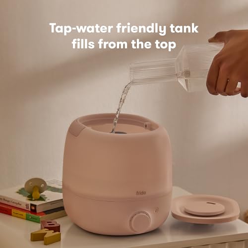 Image of Frida Baby 3-in-1 Cool Mist Humidifier for Large Rooms, Top Fill Humidifier for Bedroom, Allergy Relief, 60 Hour Runtime + Nightlight, Auto Shut-Off, Quiet, Carry Handle, Essential Oil Diffuser