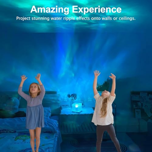 Image of Acrylic Ocean Wave Water Projector Night Light, Aesthetic 3D LED Northern Light Decor, 16 Color Party Lights for Bedroom, Home, Transparent