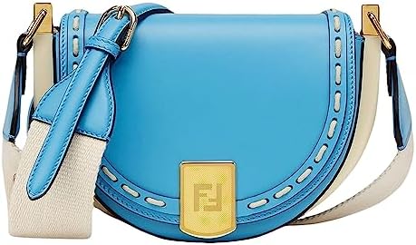 FENDI Moonlight Cyber Blue Leather Satchel Crossbody Bag
