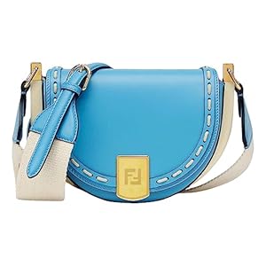 FENDI Moonlight Cyber Blue Leather Satchel Crossbody Bag