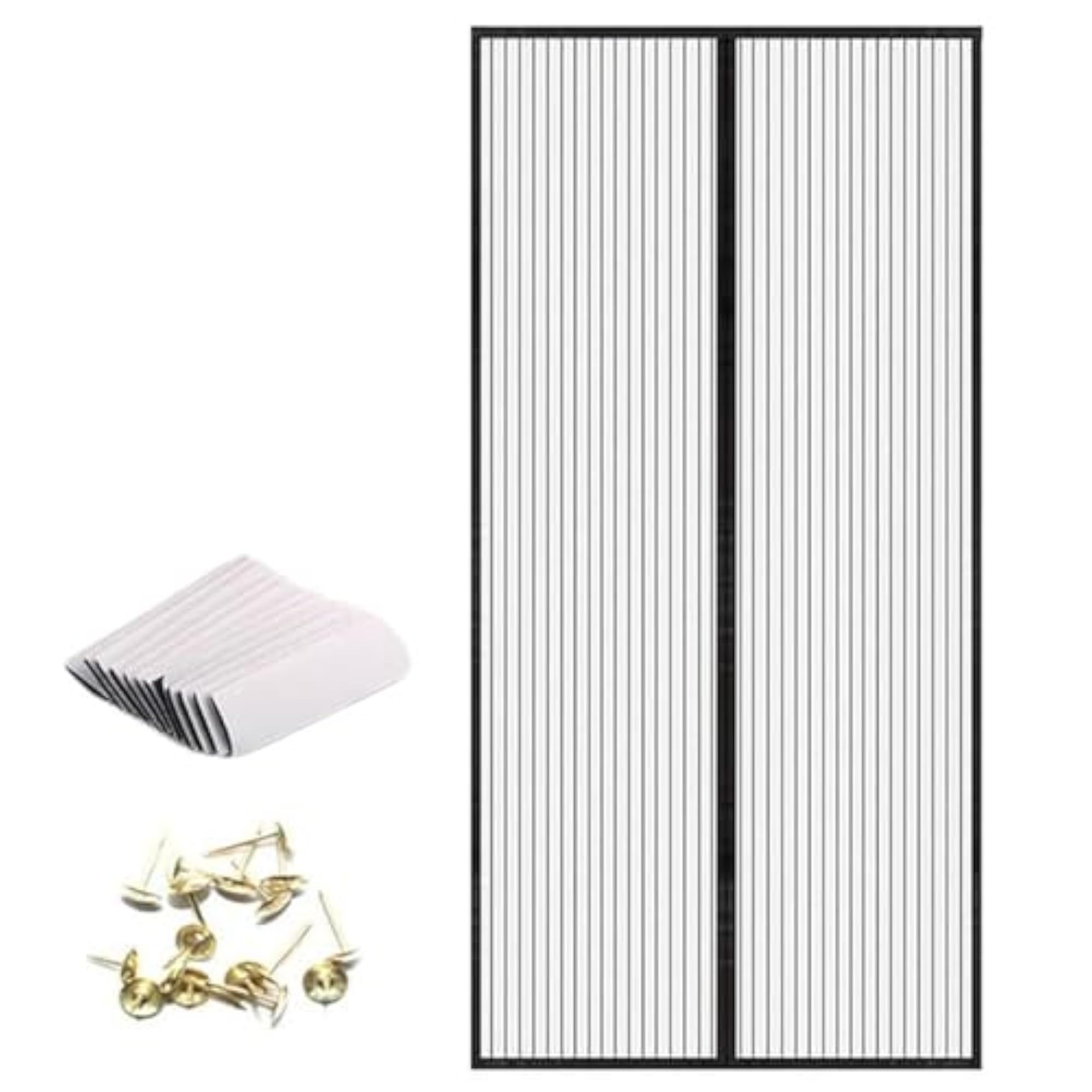 Self Sealing Magnetic Door Curtain for Kitchen & Deck, Black