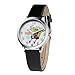 WZLDP Beliebte Spongebob Abbildung Karikatur-Kind-Uhr-Mode-Pu-Quarz-Sport-Uhr-Bunte (Color : Black)