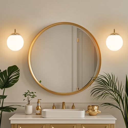Image of Vintage Brushed Gold Bathroom Wall Sconces, Include G9 Bull