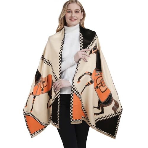 Scarfs for Women Pashmina Silky Shawl Wrap for Evening Dressing Blanket Open Front Poncho Cape