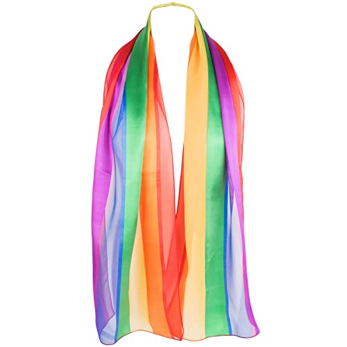 Hat To Socks Chiffon Satin Scarf with Rainbow Stripes3