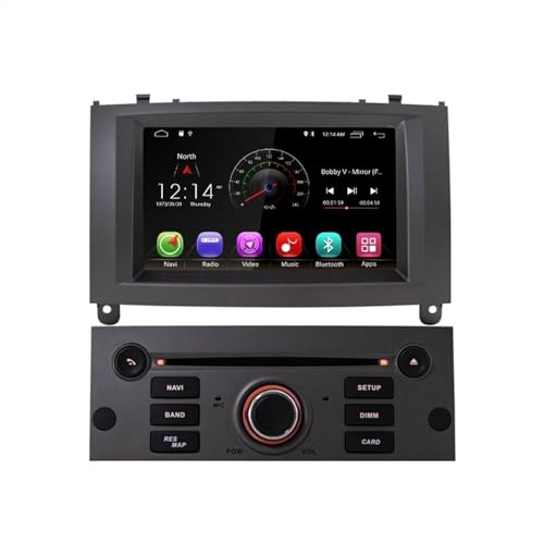 Pizgear DSP Radio 1 DIN Android 11 para Peugeot 407, 2004-2010, GPS/DVD/Pantalla Grande (Gris)