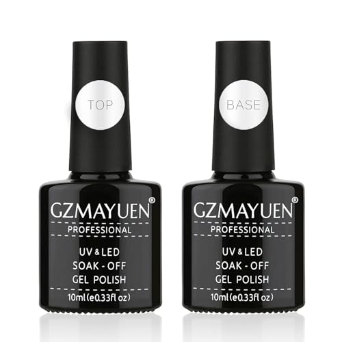 GZMAYUEN Base Coat Top Coat Gel UV 10ml No Wipe Base & Top Coat UV Esmalte de uñas Gel Set