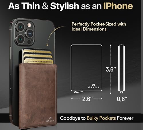 GRATIA Slim Wallet for Men - RFID Blocking, Minimalist Credit Card Holder, Stylish Men Wallet for Security & Convenience, Front & Back Pocket Cardholder, Holds 8 Cards (Brown)3