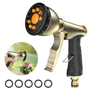 WHOLEV Spuitpistool Voor Tuinslang Met Verstelbare Sproeikop 9 Standen Metalen Tuinspuitpistool Douches Hoogwaardig Waterpistool Voor Auto Wassen, Tuinirrigatie, Huisdier Wassen, Schoonmaken