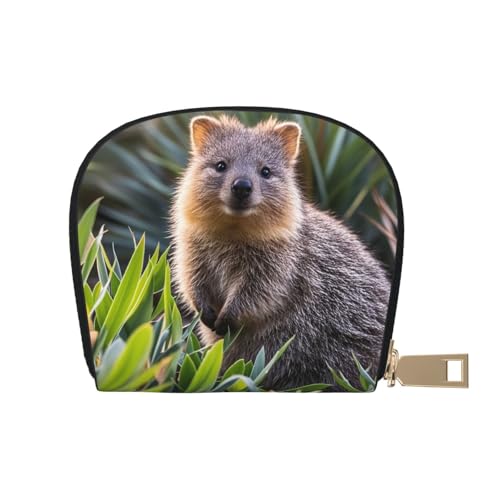 The Quiet Quokka Print Credit Card Holder, PU Leather Small Card Bag Wallets with Zipper for Women Men id Business Card