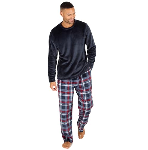 Undercover Mens Polished Fleece Lounge Set 31B1984 Navy/Burgundy Large